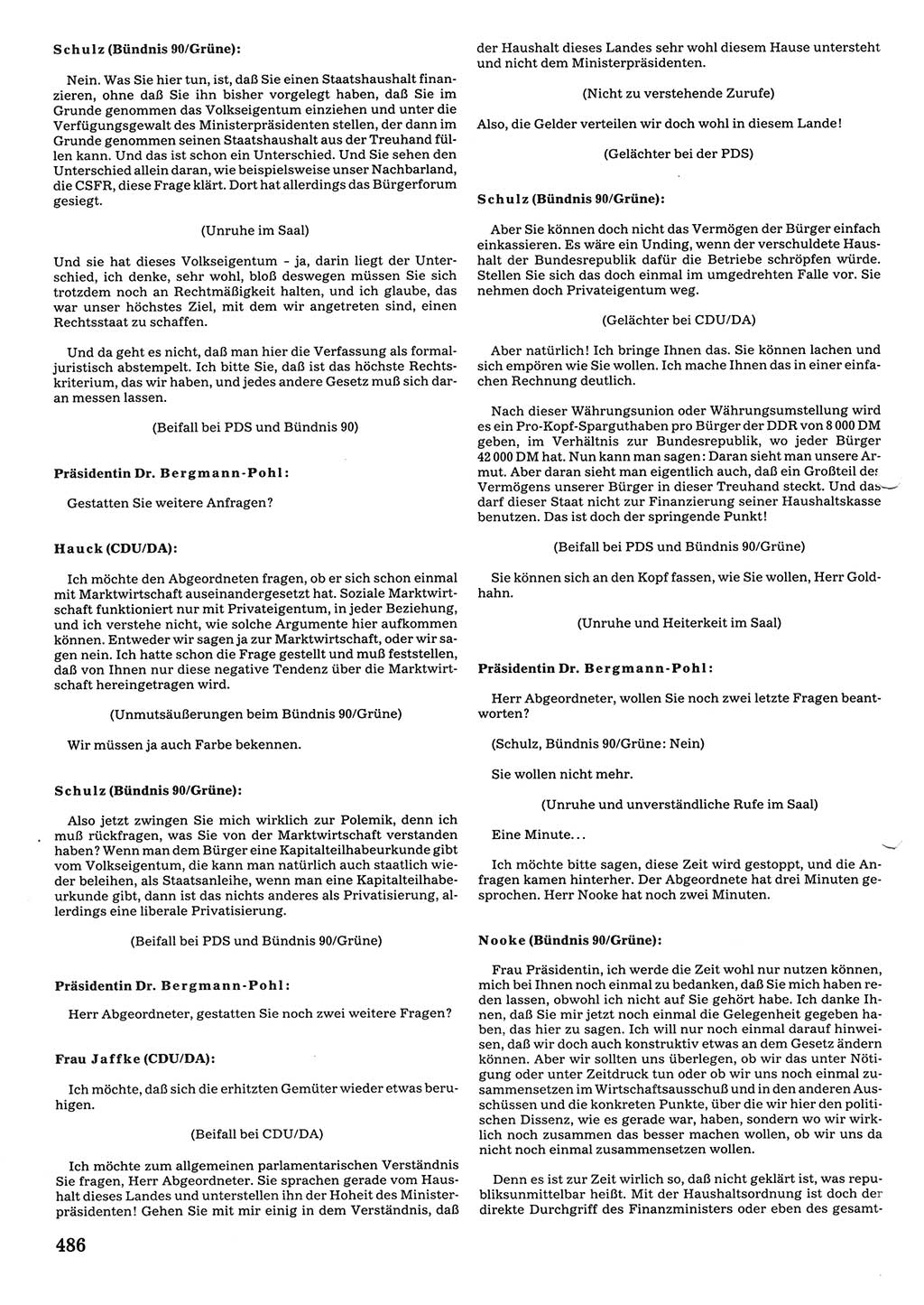 Tagungen der Volkskammer (VK) der Deutschen Demokratischen Republik (DDR), 10. Wahlperiode 1990, Seite 486 (VK. DDR 10. WP. 1990, Prot. Tg. 1-38, 5.4.-2.10.1990, S. 486)