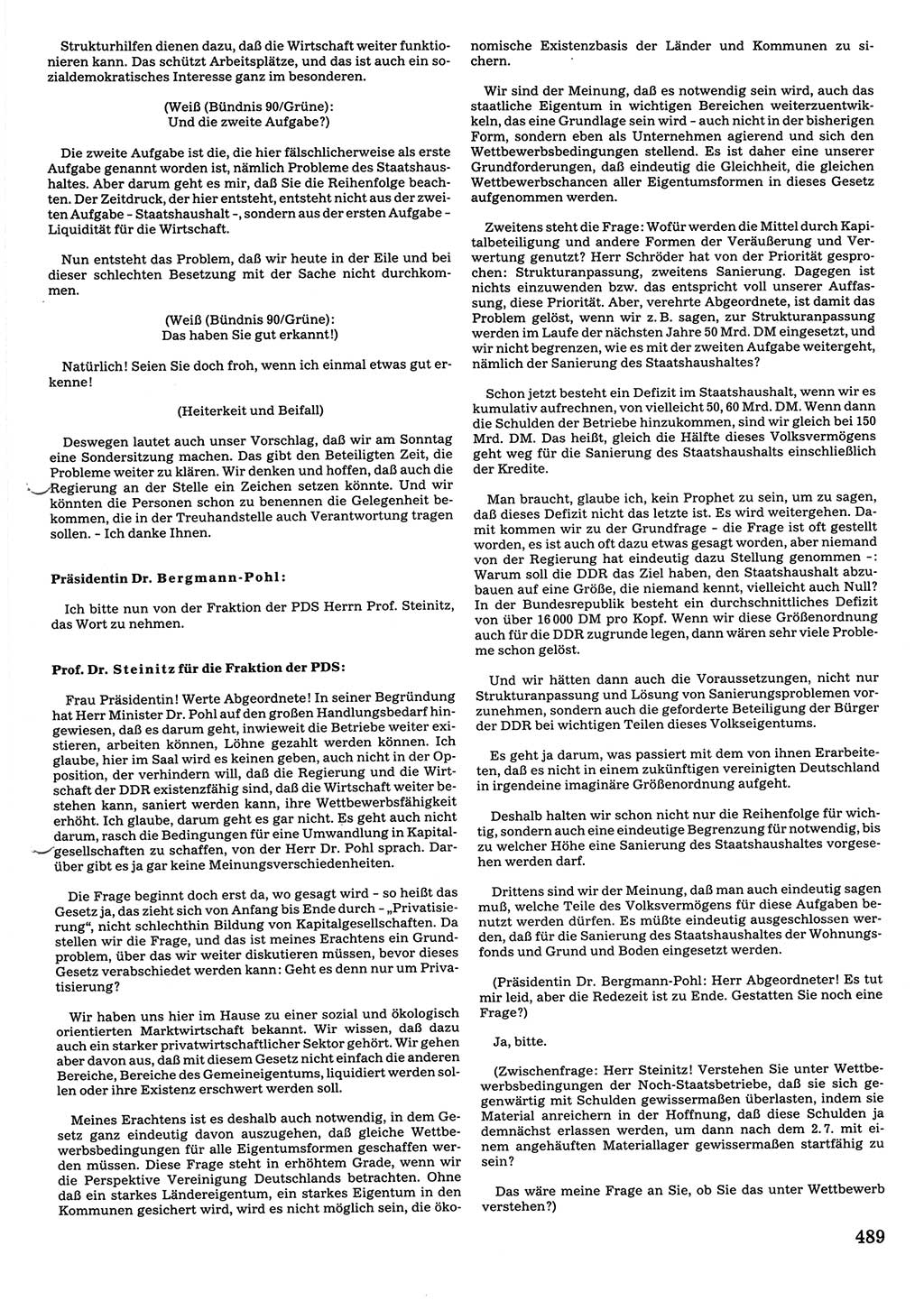 Tagungen der Volkskammer (VK) der Deutschen Demokratischen Republik (DDR), 10. Wahlperiode 1990, Seite 489 (VK. DDR 10. WP. 1990, Prot. Tg. 1-38, 5.4.-2.10.1990, S. 489)