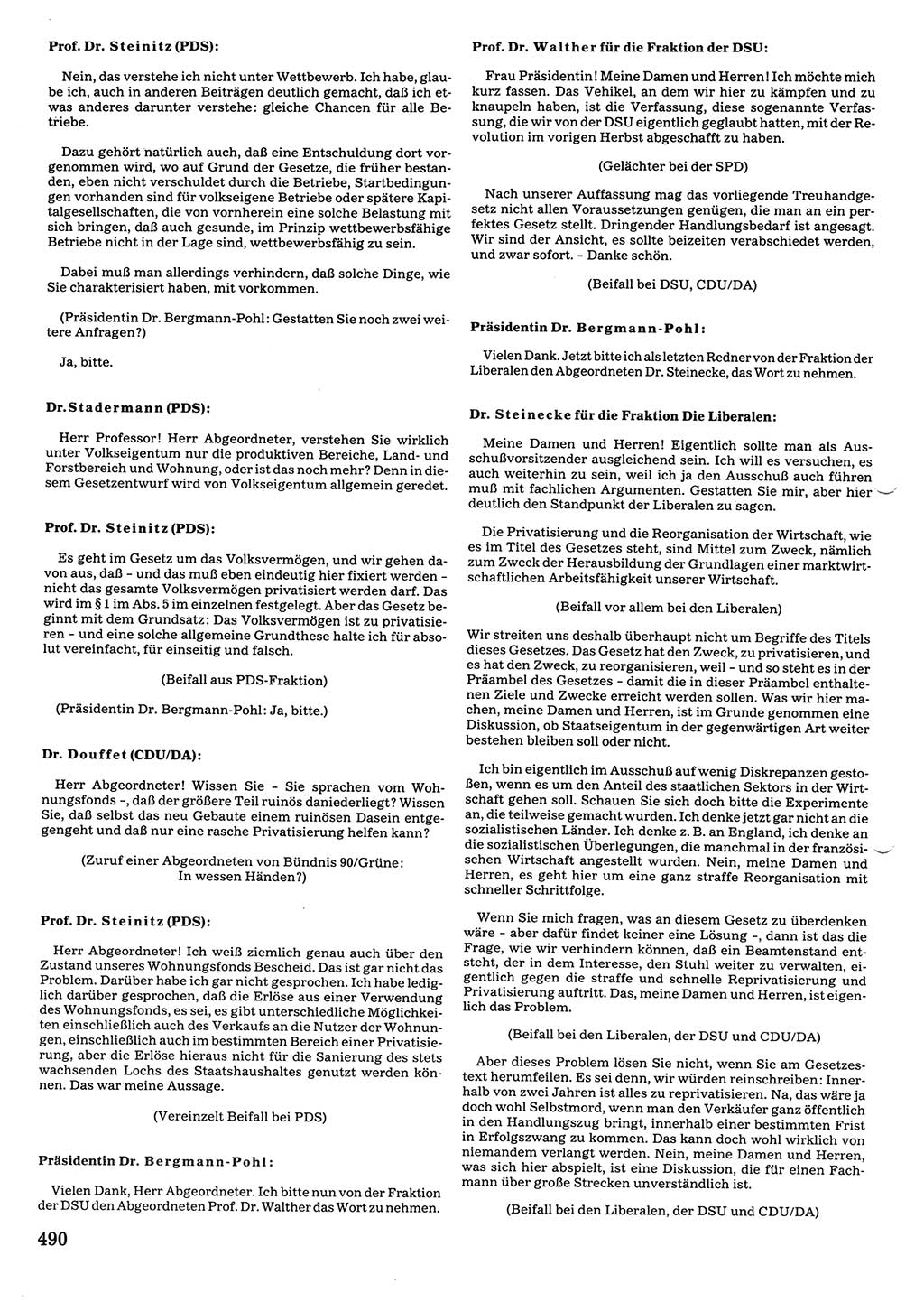 Tagungen der Volkskammer (VK) der Deutschen Demokratischen Republik (DDR), 10. Wahlperiode 1990, Seite 490 (VK. DDR 10. WP. 1990, Prot. Tg. 1-38, 5.4.-2.10.1990, S. 490)