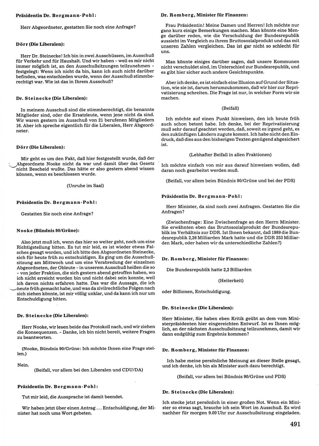 Tagungen der Volkskammer (VK) der Deutschen Demokratischen Republik (DDR), 10. Wahlperiode 1990, Seite 491 (VK. DDR 10. WP. 1990, Prot. Tg. 1-38, 5.4.-2.10.1990, S. 491)