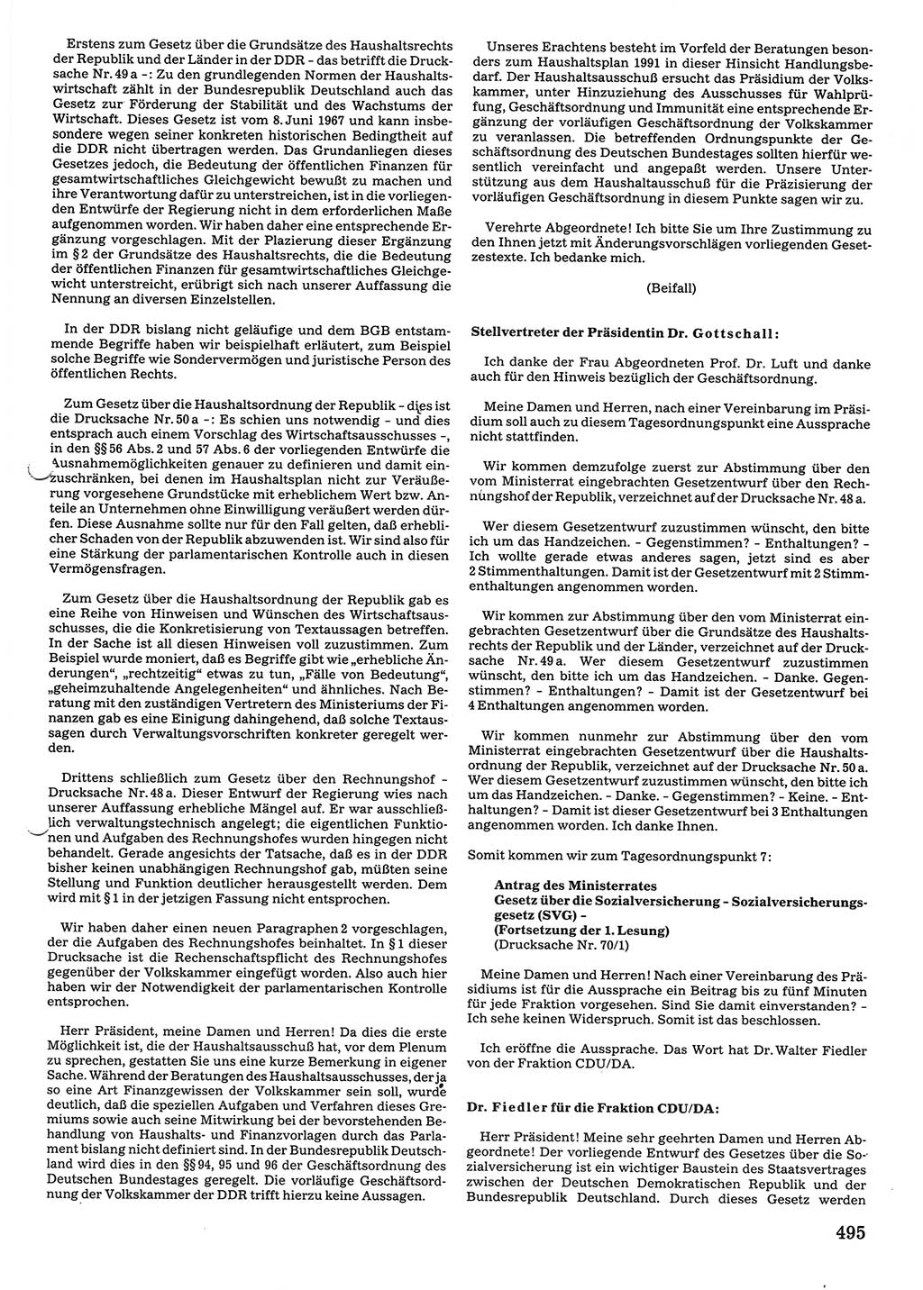 Tagungen der Volkskammer (VK) der Deutschen Demokratischen Republik (DDR), 10. Wahlperiode 1990, Seite 495 (VK. DDR 10. WP. 1990, Prot. Tg. 1-38, 5.4.-2.10.1990, S. 495)