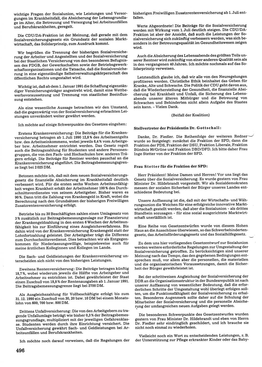 Tagungen der Volkskammer (VK) der Deutschen Demokratischen Republik (DDR), 10. Wahlperiode 1990, Seite 496 (VK. DDR 10. WP. 1990, Prot. Tg. 1-38, 5.4.-2.10.1990, S. 496)