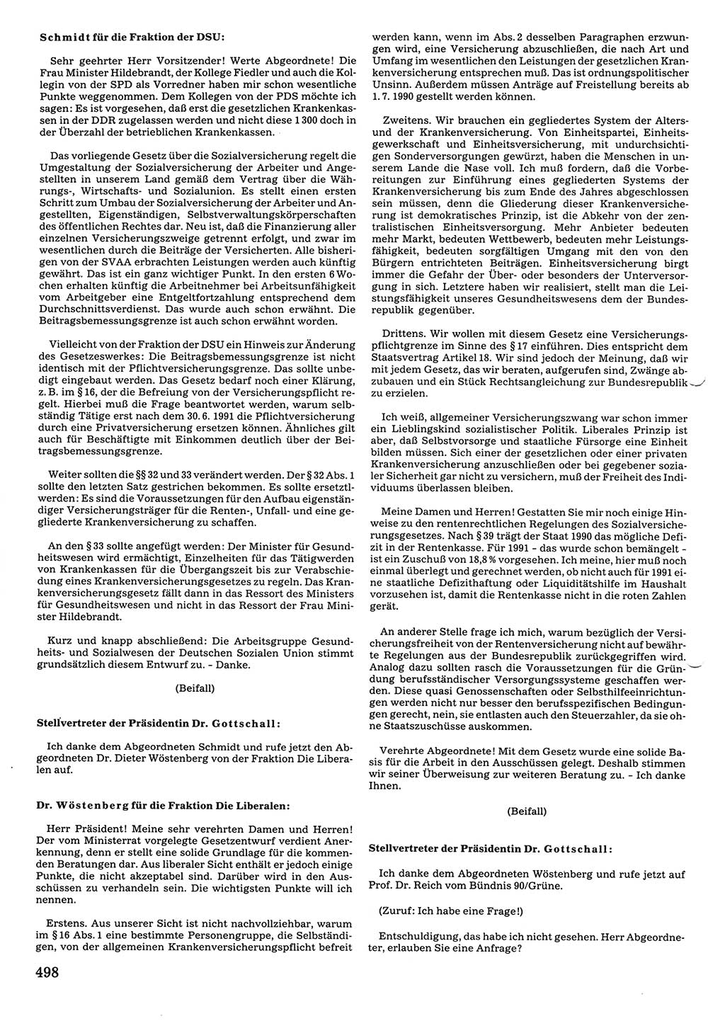 Tagungen der Volkskammer (VK) der Deutschen Demokratischen Republik (DDR), 10. Wahlperiode 1990, Seite 498 (VK. DDR 10. WP. 1990, Prot. Tg. 1-38, 5.4.-2.10.1990, S. 498)