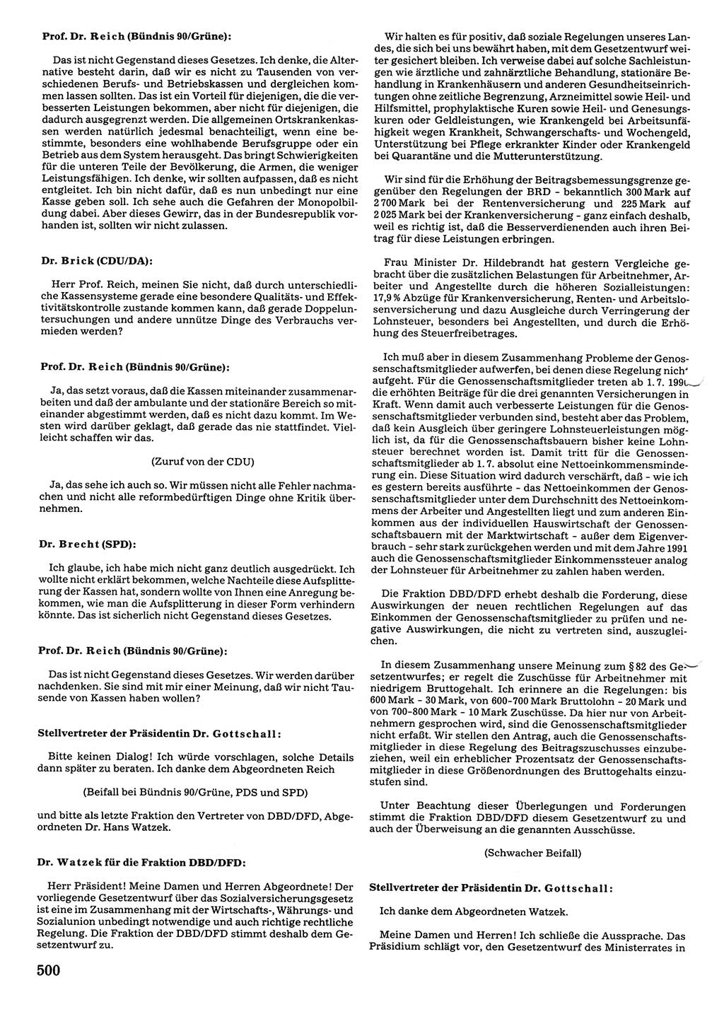 Tagungen der Volkskammer (VK) der Deutschen Demokratischen Republik (DDR), 10. Wahlperiode 1990, Seite 500 (VK. DDR 10. WP. 1990, Prot. Tg. 1-38, 5.4.-2.10.1990, S. 500)