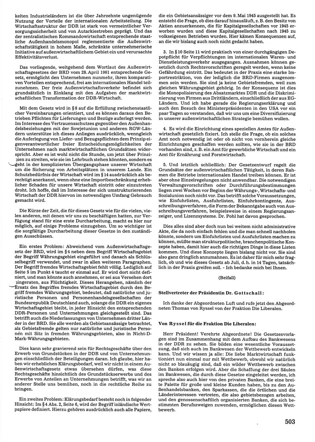 Tagungen der Volkskammer (VK) der Deutschen Demokratischen Republik (DDR), 10. Wahlperiode 1990, Seite 503 (VK. DDR 10. WP. 1990, Prot. Tg. 1-38, 5.4.-2.10.1990, S. 503)