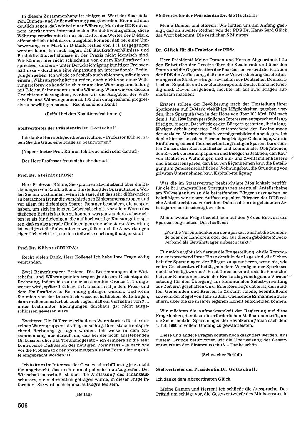 Tagungen der Volkskammer (VK) der Deutschen Demokratischen Republik (DDR), 10. Wahlperiode 1990, Seite 506 (VK. DDR 10. WP. 1990, Prot. Tg. 1-38, 5.4.-2.10.1990, S. 506)