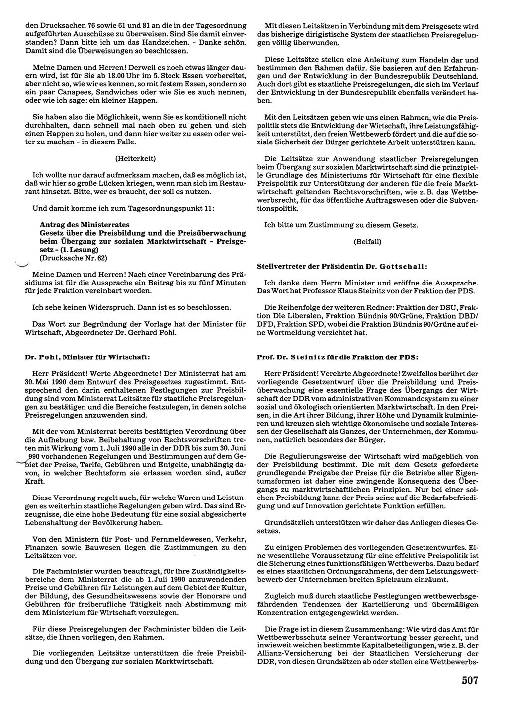 Tagungen der Volkskammer (VK) der Deutschen Demokratischen Republik (DDR), 10. Wahlperiode 1990, Seite 507 (VK. DDR 10. WP. 1990, Prot. Tg. 1-38, 5.4.-2.10.1990, S. 507)