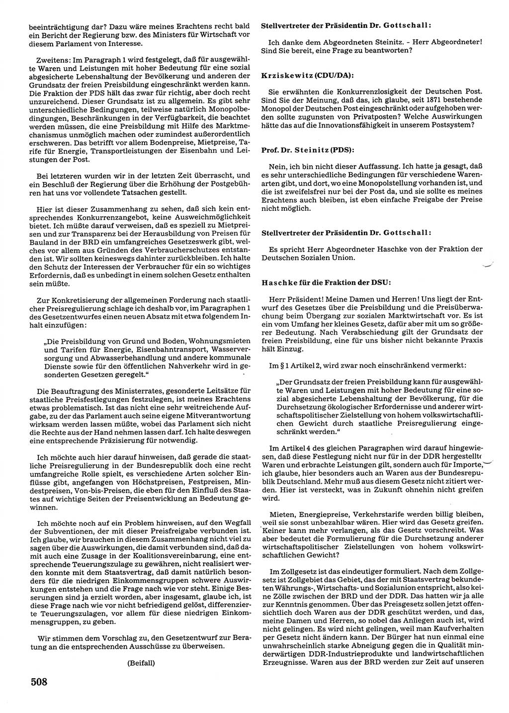 Tagungen der Volkskammer (VK) der Deutschen Demokratischen Republik (DDR), 10. Wahlperiode 1990, Seite 508 (VK. DDR 10. WP. 1990, Prot. Tg. 1-38, 5.4.-2.10.1990, S. 508)