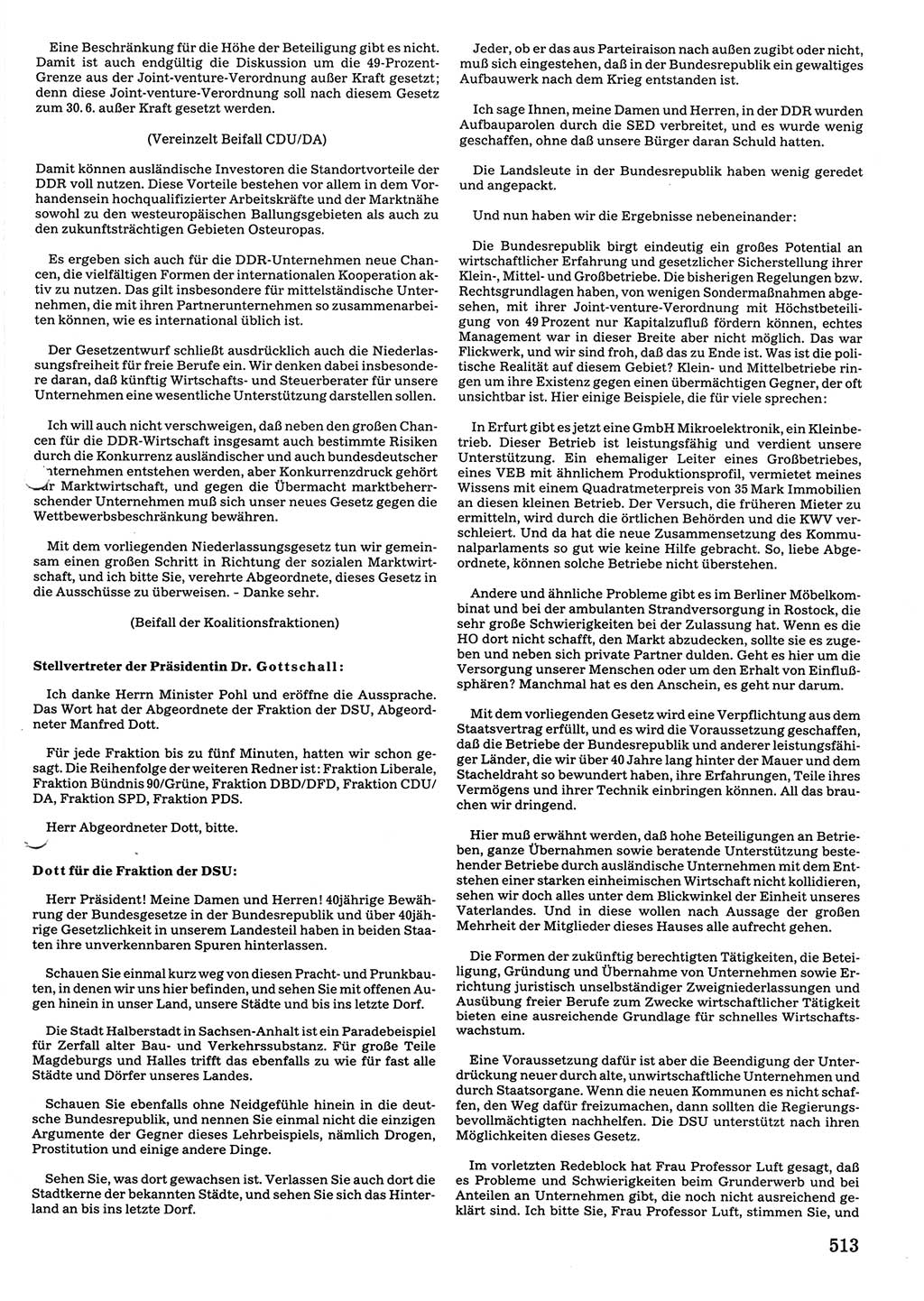 Tagungen der Volkskammer (VK) der Deutschen Demokratischen Republik (DDR), 10. Wahlperiode 1990, Seite 513 (VK. DDR 10. WP. 1990, Prot. Tg. 1-38, 5.4.-2.10.1990, S. 513)