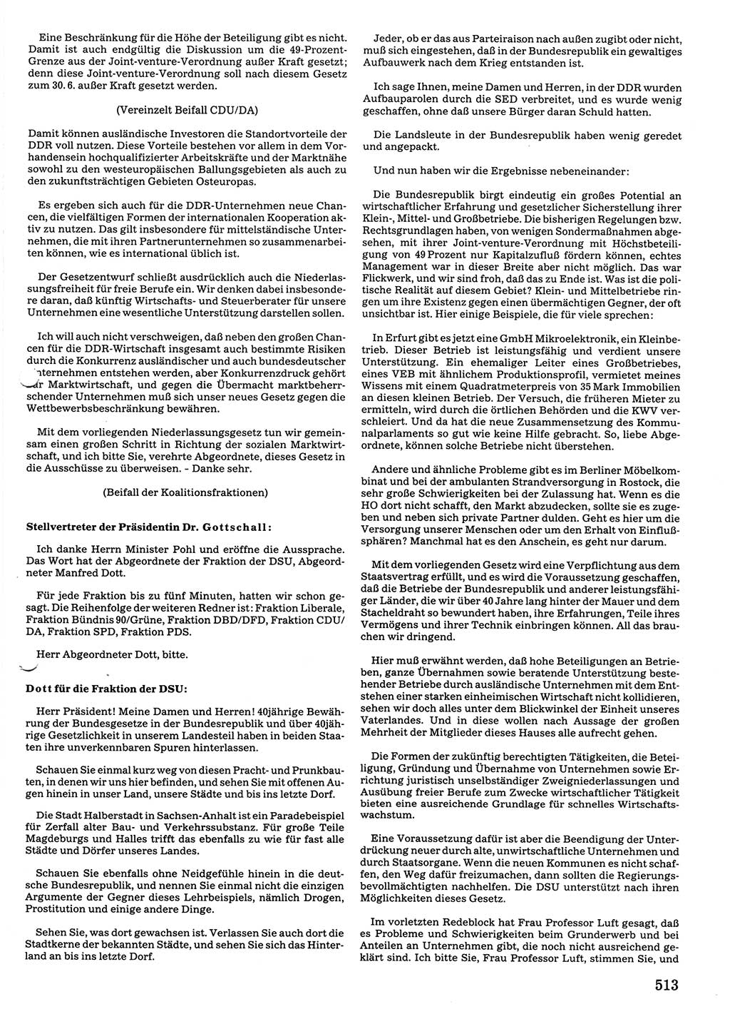 Tagungen der Volkskammer (VK) der Deutschen Demokratischen Republik (DDR), 10. Wahlperiode 1990, Seite 513 (VK. DDR 10. WP. 1990, Prot. Tg. 1-38, 5.4.-2.10.1990, S. 513)