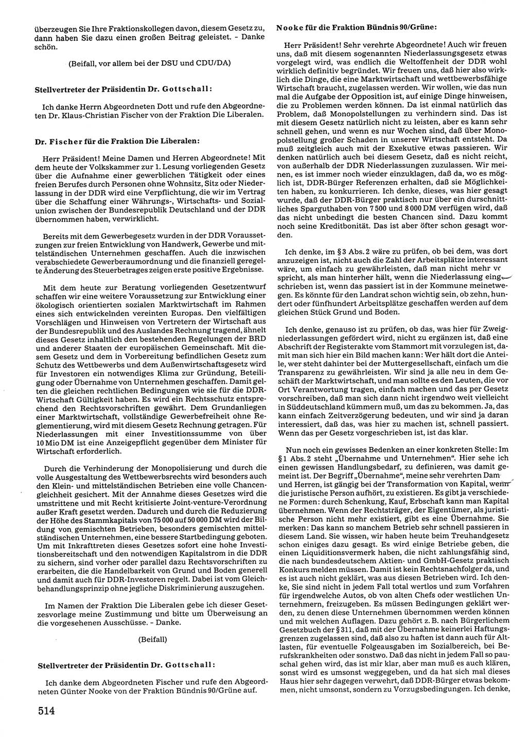 Tagungen der Volkskammer (VK) der Deutschen Demokratischen Republik (DDR), 10. Wahlperiode 1990, Seite 514 (VK. DDR 10. WP. 1990, Prot. Tg. 1-38, 5.4.-2.10.1990, S. 514)