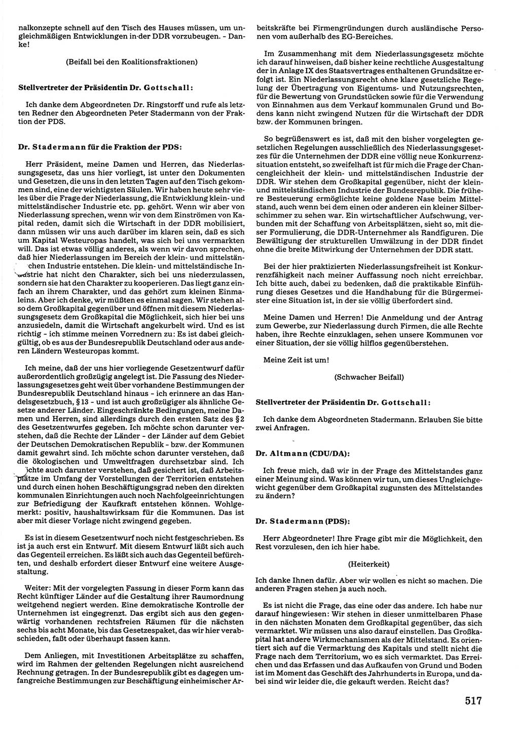 Tagungen der Volkskammer (VK) der Deutschen Demokratischen Republik (DDR), 10. Wahlperiode 1990, Seite 517 (VK. DDR 10. WP. 1990, Prot. Tg. 1-38, 5.4.-2.10.1990, S. 517)