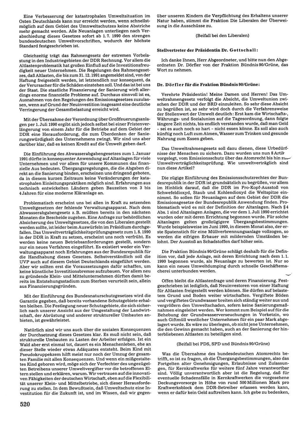 Tagungen der Volkskammer (VK) der Deutschen Demokratischen Republik (DDR), 10. Wahlperiode 1990, Seite 520 (VK. DDR 10. WP. 1990, Prot. Tg. 1-38, 5.4.-2.10.1990, S. 520)
