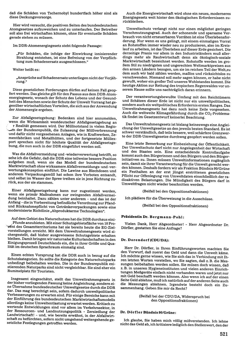 Tagungen der Volkskammer (VK) der Deutschen Demokratischen Republik (DDR), 10. Wahlperiode 1990, Seite 521 (VK. DDR 10. WP. 1990, Prot. Tg. 1-38, 5.4.-2.10.1990, S. 521)