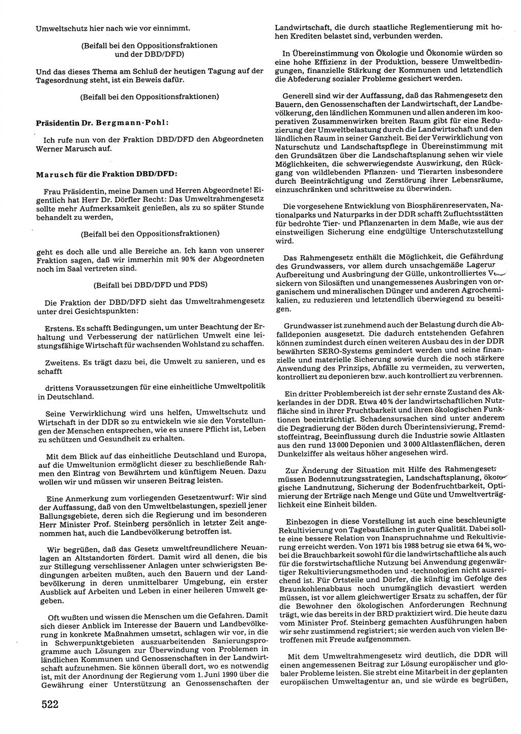 Tagungen der Volkskammer (VK) der Deutschen Demokratischen Republik (DDR), 10. Wahlperiode 1990, Seite 522 (VK. DDR 10. WP. 1990, Prot. Tg. 1-38, 5.4.-2.10.1990, S. 522)