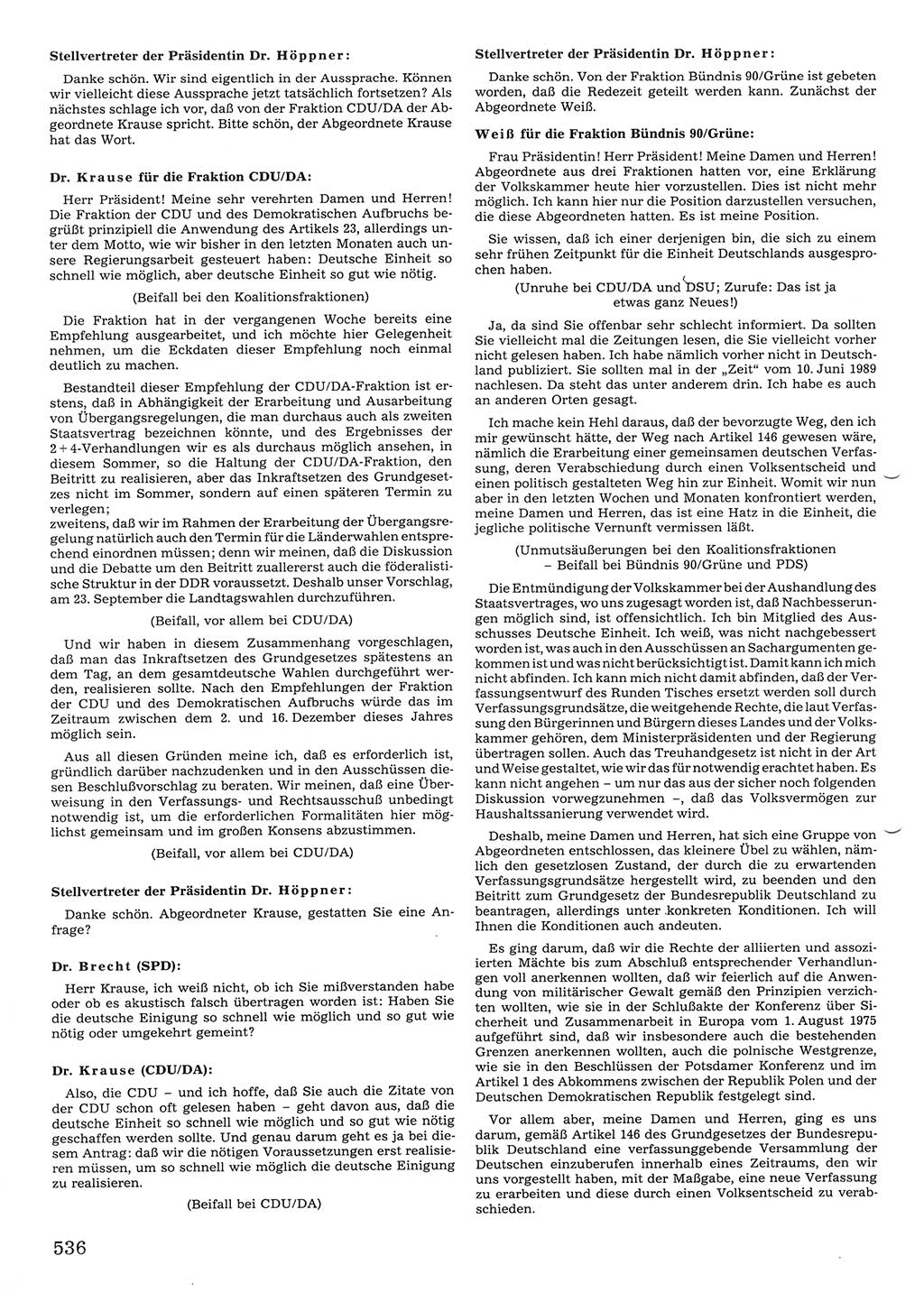 Tagungen der Volkskammer (VK) der Deutschen Demokratischen Republik (DDR), 10. Wahlperiode 1990, Seite 536 (VK. DDR 10. WP. 1990, Prot. Tg. 1-38, 5.4.-2.10.1990, S. 536)