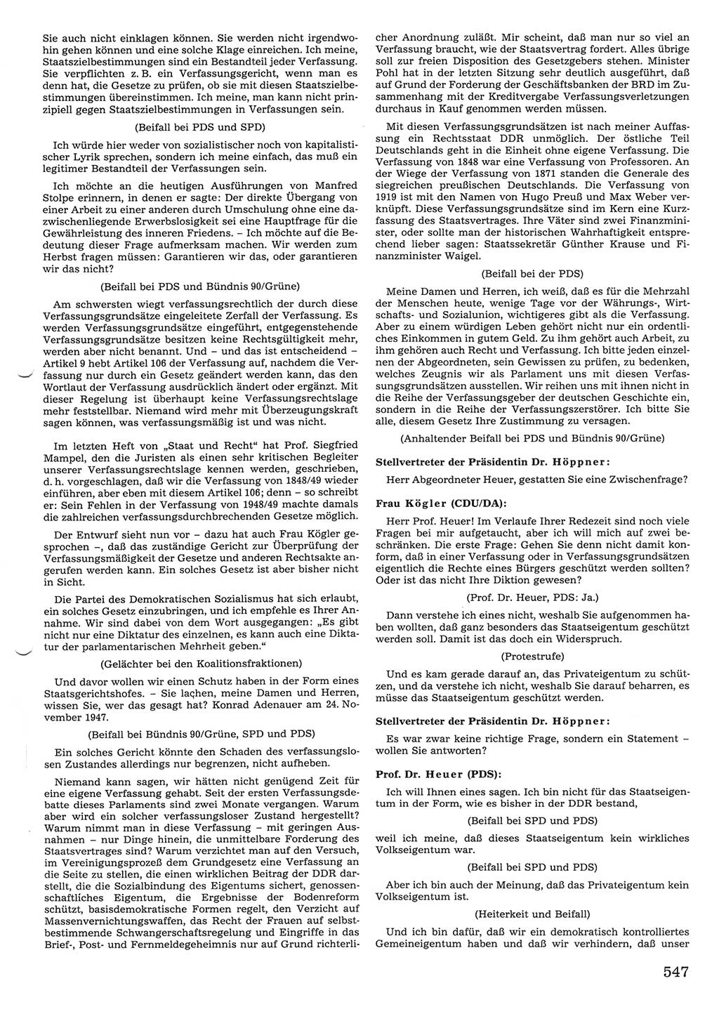 Tagungen der Volkskammer (VK) der Deutschen Demokratischen Republik (DDR), 10. Wahlperiode 1990, Seite 547 (VK. DDR 10. WP. 1990, Prot. Tg. 1-38, 5.4.-2.10.1990, S. 547)