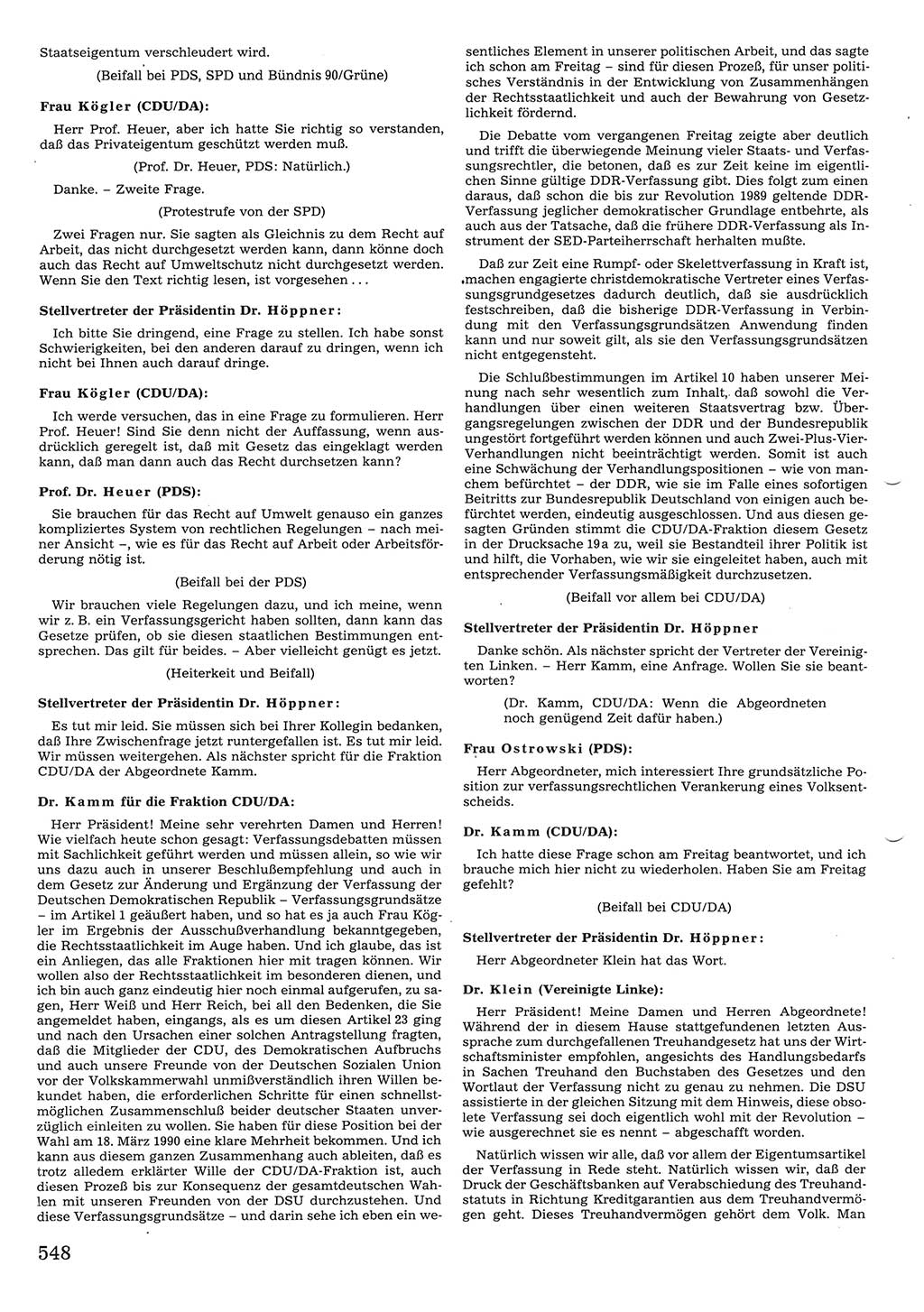 Tagungen der Volkskammer (VK) der Deutschen Demokratischen Republik (DDR), 10. Wahlperiode 1990, Seite 548 (VK. DDR 10. WP. 1990, Prot. Tg. 1-38, 5.4.-2.10.1990, S. 548)