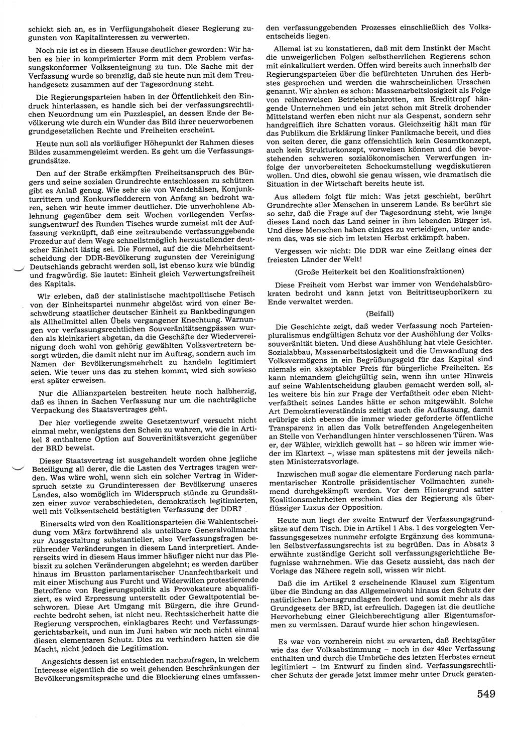 Tagungen der Volkskammer (VK) der Deutschen Demokratischen Republik (DDR), 10. Wahlperiode 1990, Seite 549 (VK. DDR 10. WP. 1990, Prot. Tg. 1-38, 5.4.-2.10.1990, S. 549)