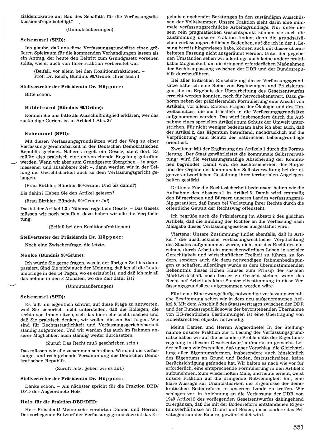 Tagungen der Volkskammer (VK) der Deutschen Demokratischen Republik (DDR), 10. Wahlperiode 1990, Seite 551 (VK. DDR 10. WP. 1990, Prot. Tg. 1-38, 5.4.-2.10.1990, S. 551)