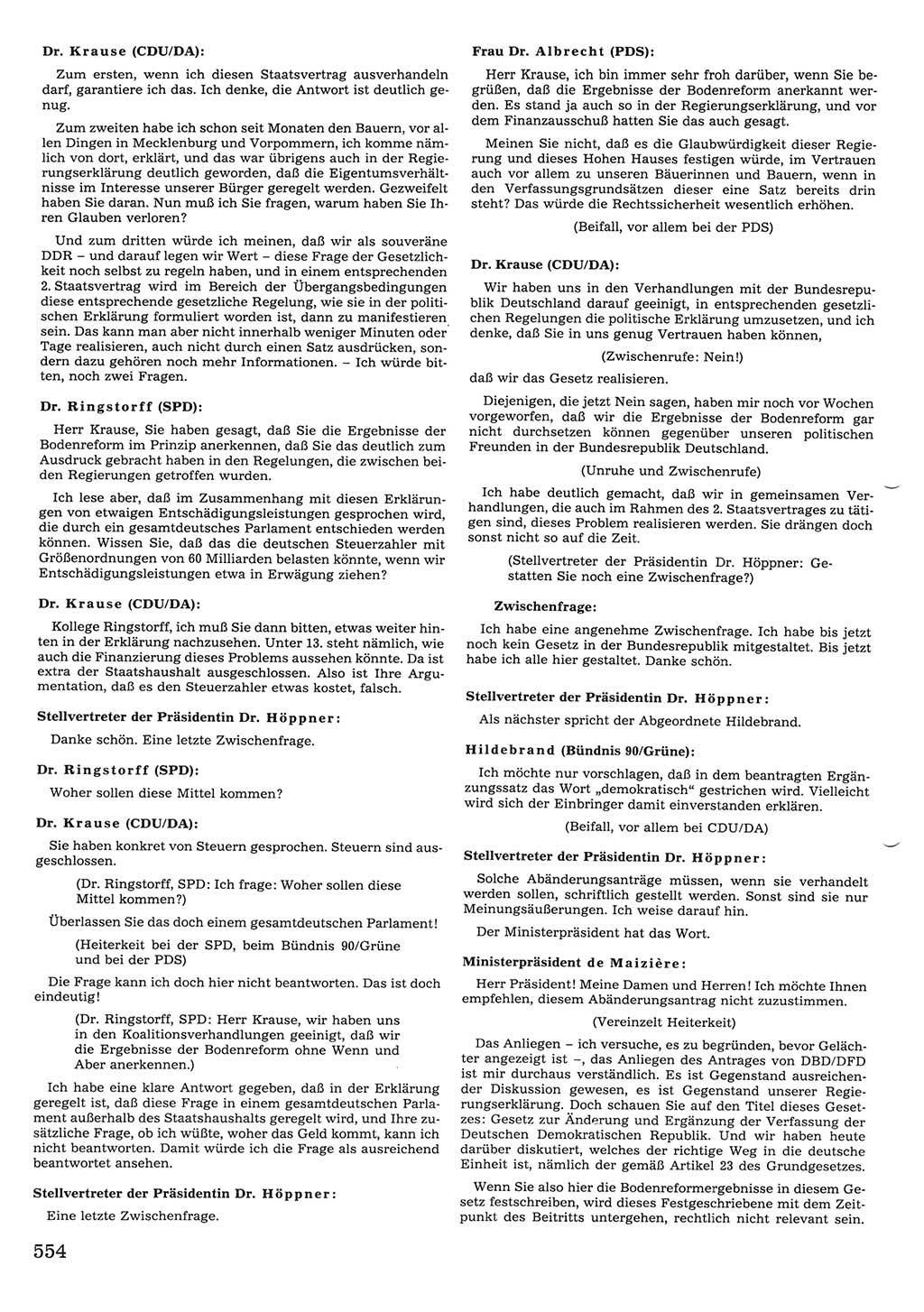 Tagungen der Volkskammer (VK) der Deutschen Demokratischen Republik (DDR), 10. Wahlperiode 1990, Seite 554 (VK. DDR 10. WP. 1990, Prot. Tg. 1-38, 5.4.-2.10.1990, S. 554)