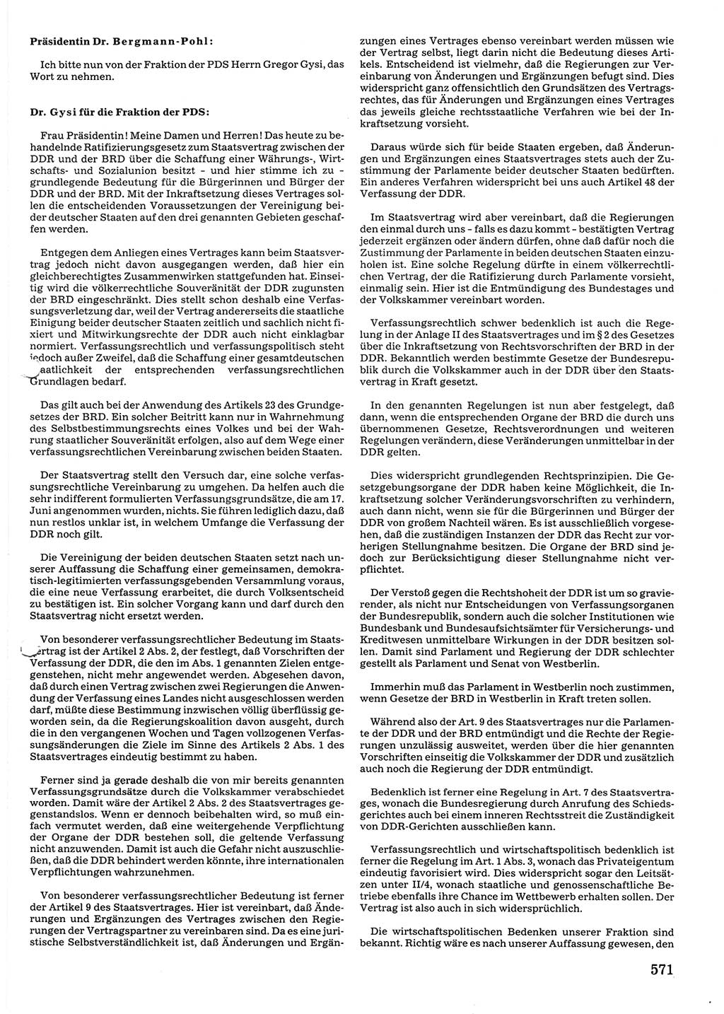 Tagungen der Volkskammer (VK) der Deutschen Demokratischen Republik (DDR), 10. Wahlperiode 1990, Seite 571 (VK. DDR 10. WP. 1990, Prot. Tg. 1-38, 5.4.-2.10.1990, S. 571)