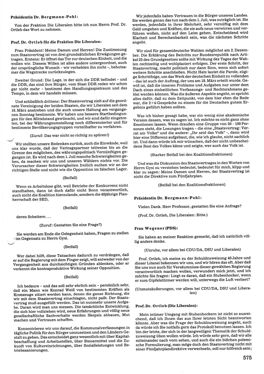 Tagungen der Volkskammer (VK) der Deutschen Demokratischen Republik (DDR), 10. Wahlperiode 1990, Seite 575 (VK. DDR 10. WP. 1990, Prot. Tg. 1-38, 5.4.-2.10.1990, S. 575)