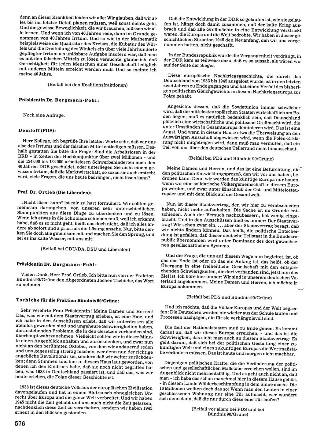 Tagungen der Volkskammer (VK) der Deutschen Demokratischen Republik (DDR), 10. Wahlperiode 1990, Seite 576 (VK. DDR 10. WP. 1990, Prot. Tg. 1-38, 5.4.-2.10.1990, S. 576)