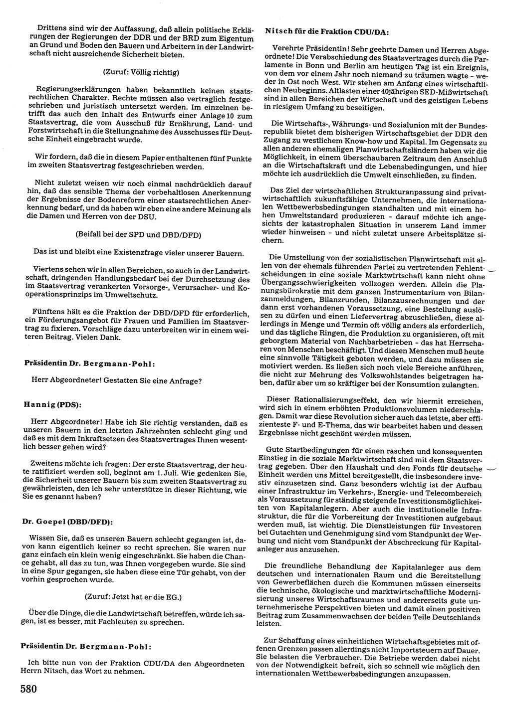 Tagungen der Volkskammer (VK) der Deutschen Demokratischen Republik (DDR), 10. Wahlperiode 1990, Seite 580 (VK. DDR 10. WP. 1990, Prot. Tg. 1-38, 5.4.-2.10.1990, S. 580)