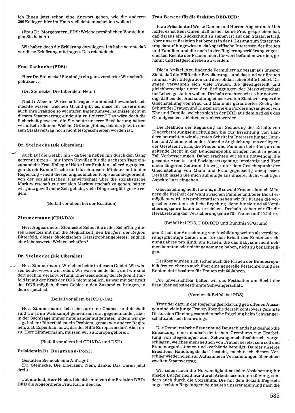 Tagungen der Volkskammer (VK) der Deutschen Demokratischen Republik (DDR), 10. Wahlperiode 1990, Seite 585 (VK. DDR 10. WP. 1990, Prot. Tg. 1-38, 5.4.-2.10.1990, S. 585)