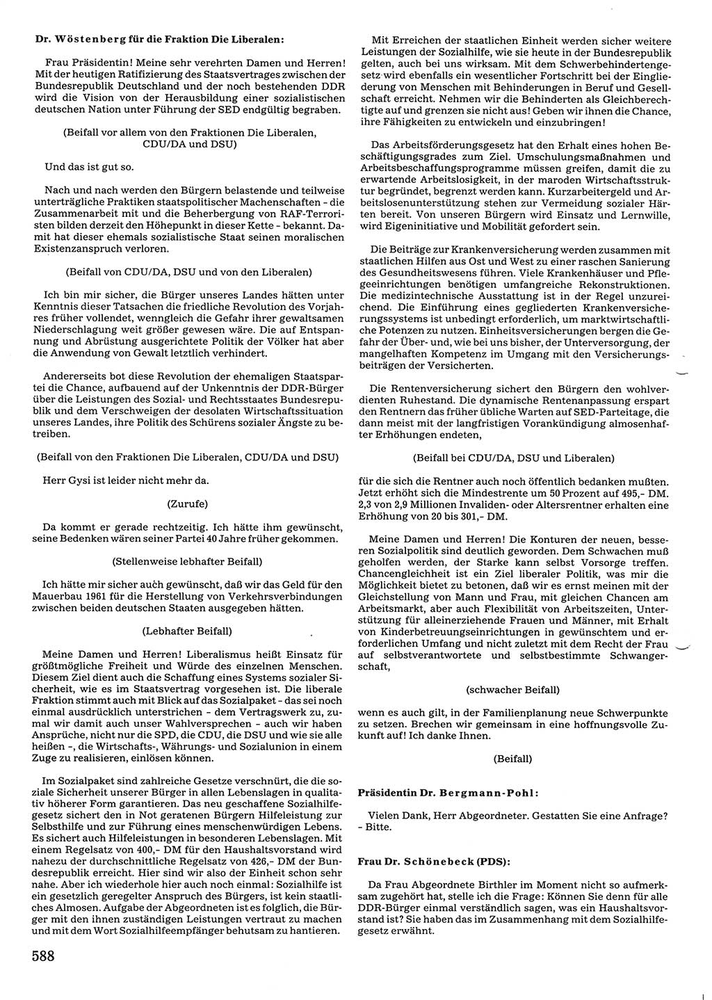 Tagungen der Volkskammer (VK) der Deutschen Demokratischen Republik (DDR), 10. Wahlperiode 1990, Seite 588 (VK. DDR 10. WP. 1990, Prot. Tg. 1-38, 5.4.-2.10.1990, S. 588)