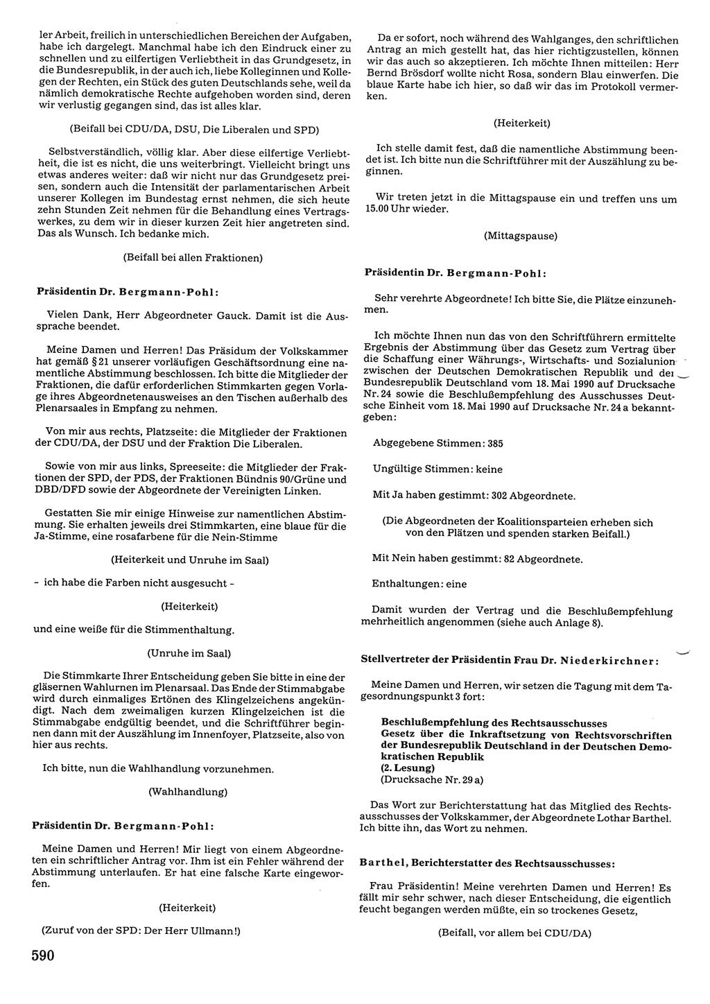Tagungen der Volkskammer (VK) der Deutschen Demokratischen Republik (DDR), 10. Wahlperiode 1990, Seite 590 (VK. DDR 10. WP. 1990, Prot. Tg. 1-38, 5.4.-2.10.1990, S. 590)