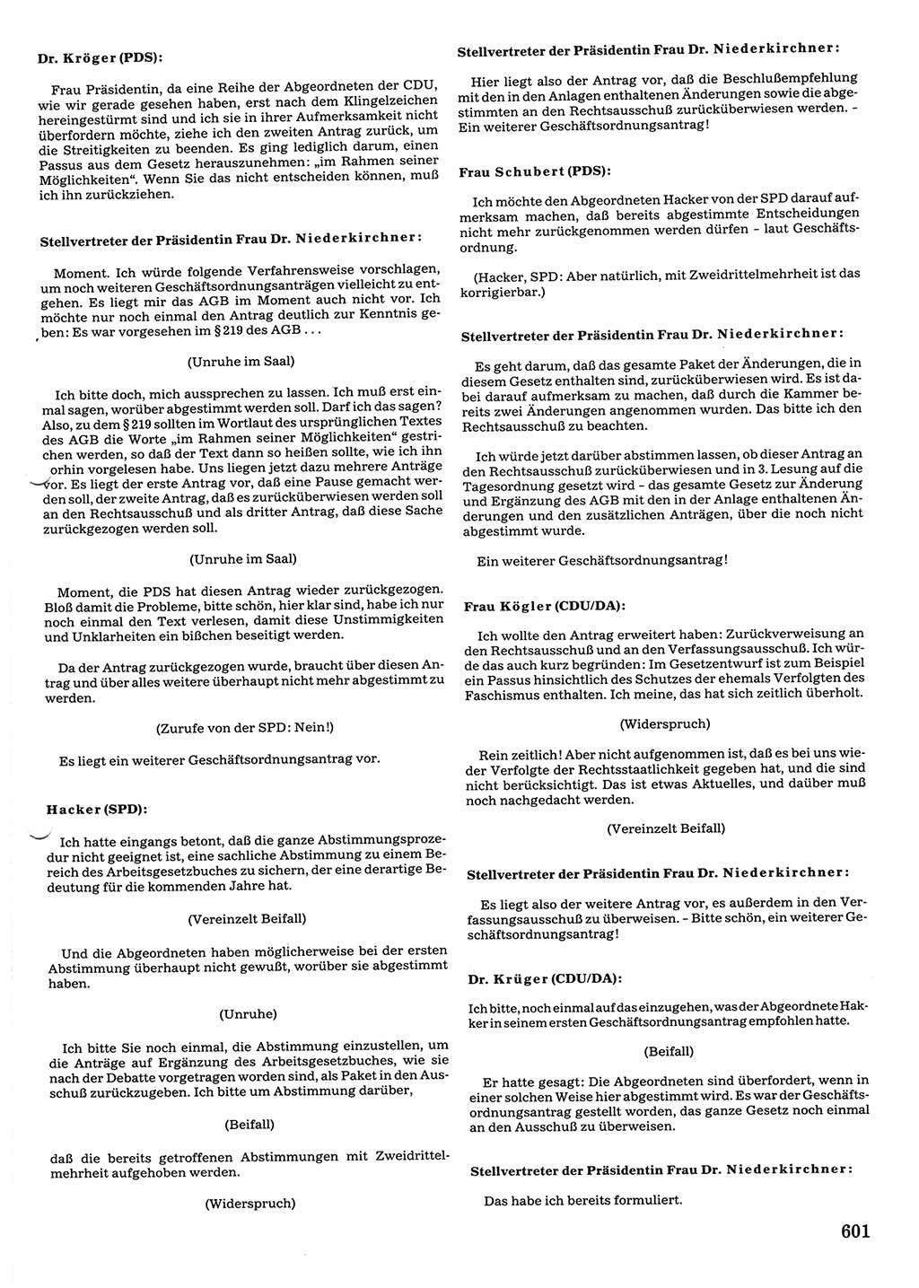 Tagungen der Volkskammer (VK) der Deutschen Demokratischen Republik (DDR), 10. Wahlperiode 1990, Seite 601 (VK. DDR 10. WP. 1990, Prot. Tg. 1-38, 5.4.-2.10.1990, S. 601)