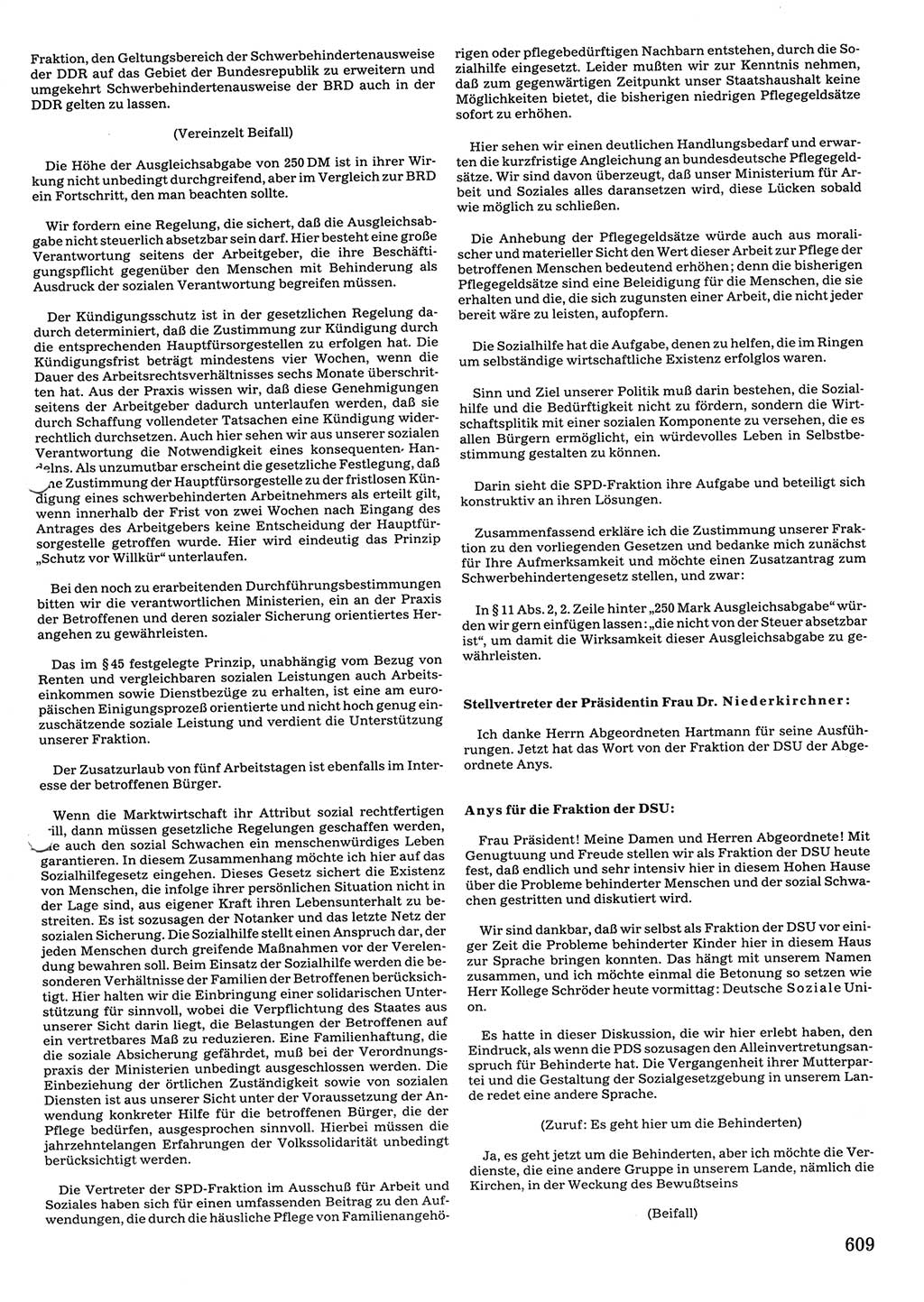 Tagungen der Volkskammer (VK) der Deutschen Demokratischen Republik (DDR), 10. Wahlperiode 1990, Seite 609 (VK. DDR 10. WP. 1990, Prot. Tg. 1-38, 5.4.-2.10.1990, S. 609)