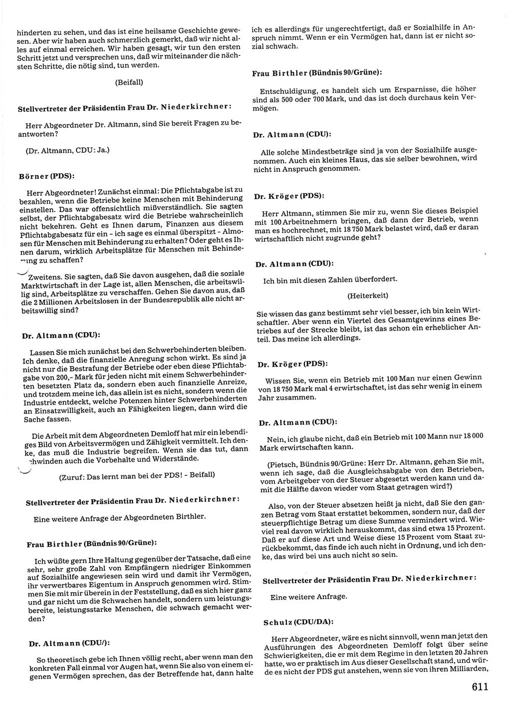 Tagungen der Volkskammer (VK) der Deutschen Demokratischen Republik (DDR), 10. Wahlperiode 1990, Seite 611 (VK. DDR 10. WP. 1990, Prot. Tg. 1-38, 5.4.-2.10.1990, S. 611)