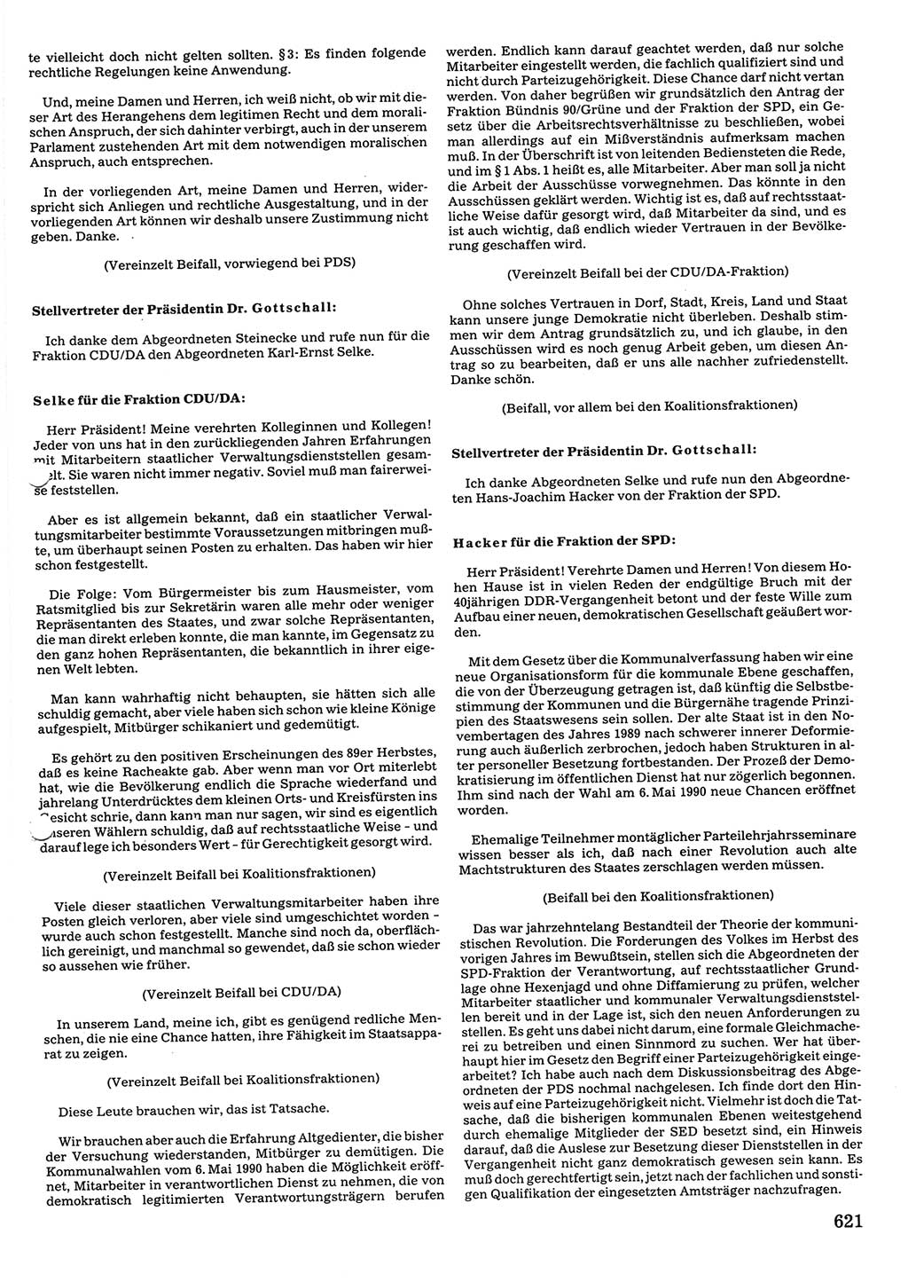 Tagungen der Volkskammer (VK) der Deutschen Demokratischen Republik (DDR), 10. Wahlperiode 1990, Seite 621 (VK. DDR 10. WP. 1990, Prot. Tg. 1-38, 5.4.-2.10.1990, S. 621)