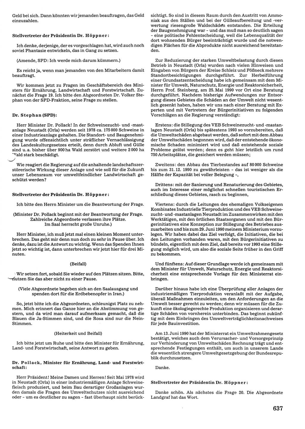 Tagungen der Volkskammer (VK) der Deutschen Demokratischen Republik (DDR), 10. Wahlperiode 1990, Seite 637 (VK. DDR 10. WP. 1990, Prot. Tg. 1-38, 5.4.-2.10.1990, S. 637)