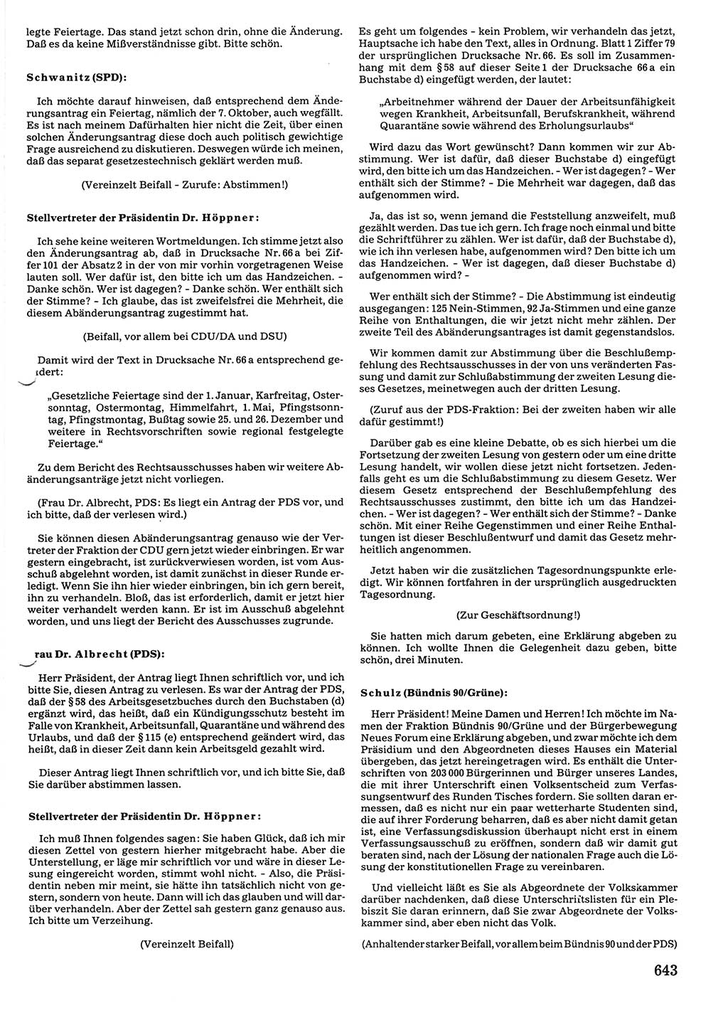 Tagungen der Volkskammer (VK) der Deutschen Demokratischen Republik (DDR), 10. Wahlperiode 1990, Seite 643 (VK. DDR 10. WP. 1990, Prot. Tg. 1-38, 5.4.-2.10.1990, S. 643)