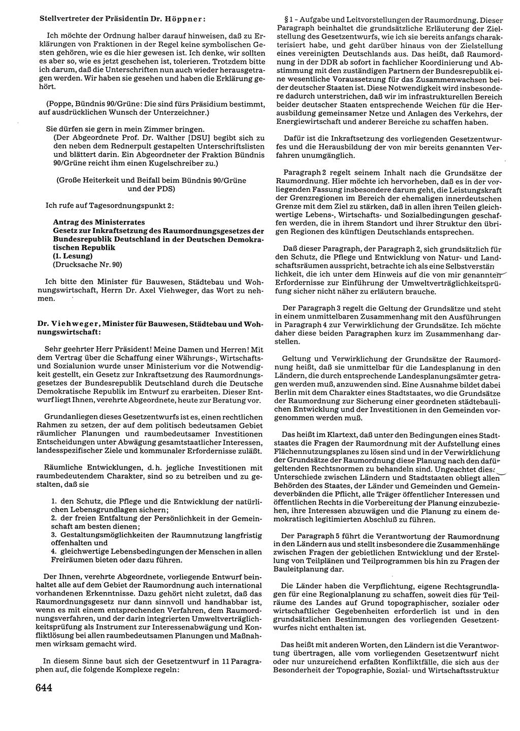 Tagungen der Volkskammer (VK) der Deutschen Demokratischen Republik (DDR), 10. Wahlperiode 1990, Seite 644 (VK. DDR 10. WP. 1990, Prot. Tg. 1-38, 5.4.-2.10.1990, S. 644)