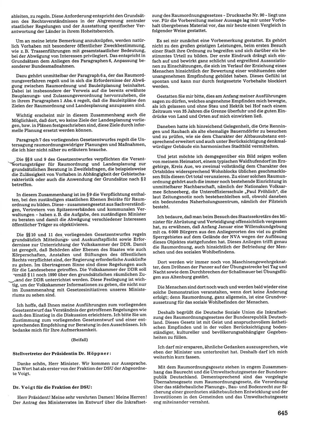 Tagungen der Volkskammer (VK) der Deutschen Demokratischen Republik (DDR), 10. Wahlperiode 1990, Seite 645 (VK. DDR 10. WP. 1990, Prot. Tg. 1-38, 5.4.-2.10.1990, S. 645)