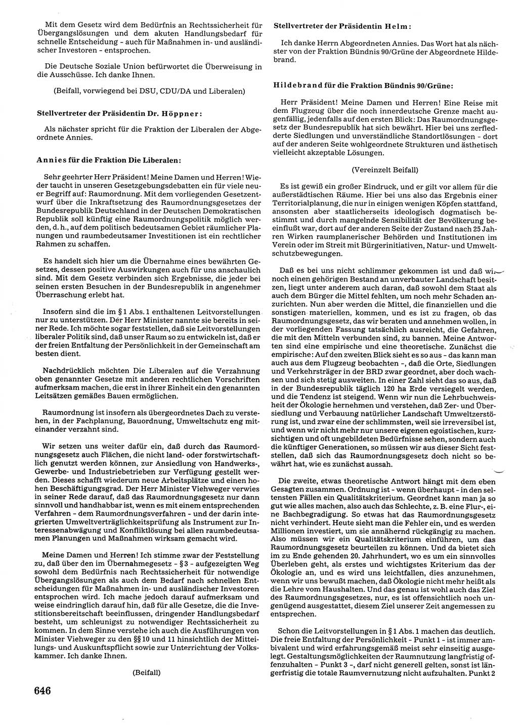 Tagungen der Volkskammer (VK) der Deutschen Demokratischen Republik (DDR), 10. Wahlperiode 1990, Seite 646 (VK. DDR 10. WP. 1990, Prot. Tg. 1-38, 5.4.-2.10.1990, S. 646)