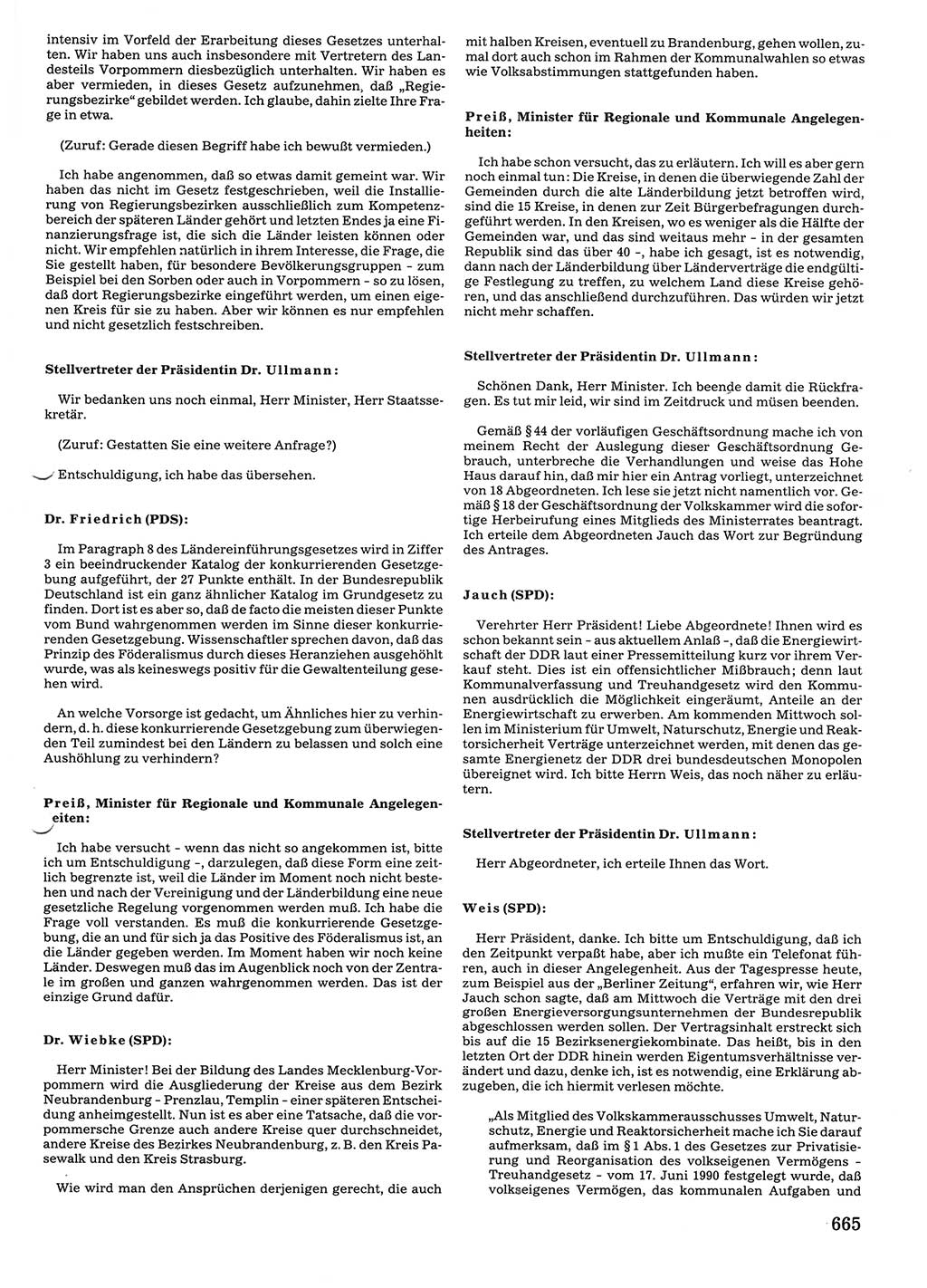 Tagungen der Volkskammer (VK) der Deutschen Demokratischen Republik (DDR), 10. Wahlperiode 1990, Seite 665 (VK. DDR 10. WP. 1990, Prot. Tg. 1-38, 5.4.-2.10.1990, S. 665)