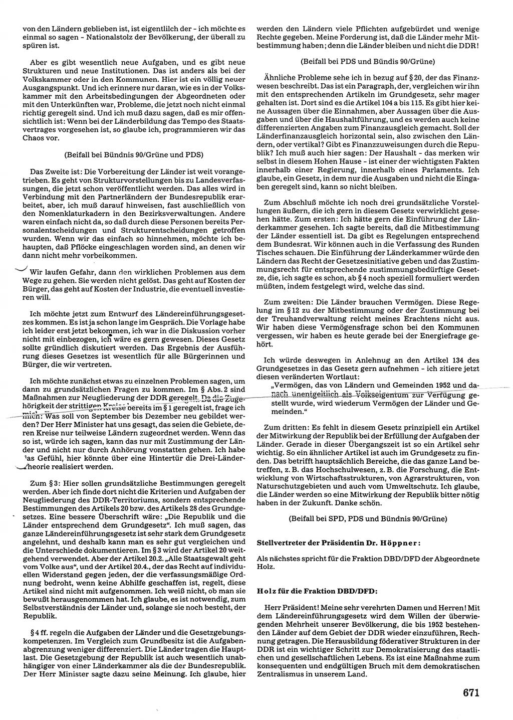 Tagungen der Volkskammer (VK) der Deutschen Demokratischen Republik (DDR), 10. Wahlperiode 1990, Seite 671 (VK. DDR 10. WP. 1990, Prot. Tg. 1-38, 5.4.-2.10.1990, S. 671)