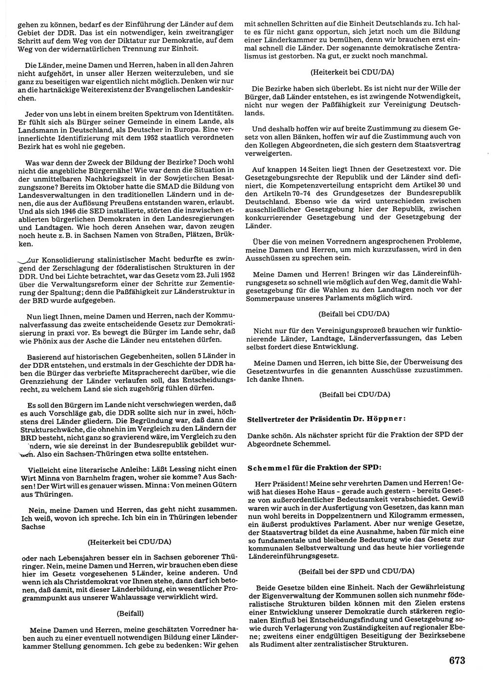 Tagungen der Volkskammer (VK) der Deutschen Demokratischen Republik (DDR), 10. Wahlperiode 1990, Seite 673 (VK. DDR 10. WP. 1990, Prot. Tg. 1-38, 5.4.-2.10.1990, S. 673)