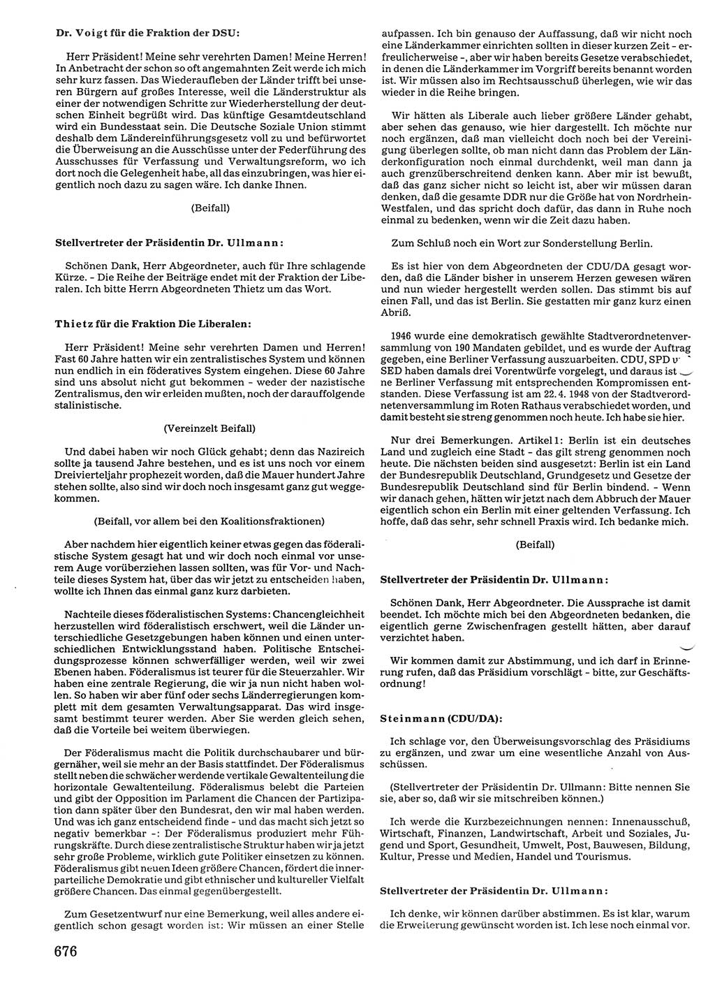 Tagungen der Volkskammer (VK) der Deutschen Demokratischen Republik (DDR), 10. Wahlperiode 1990, Seite 676 (VK. DDR 10. WP. 1990, Prot. Tg. 1-38, 5.4.-2.10.1990, S. 676)