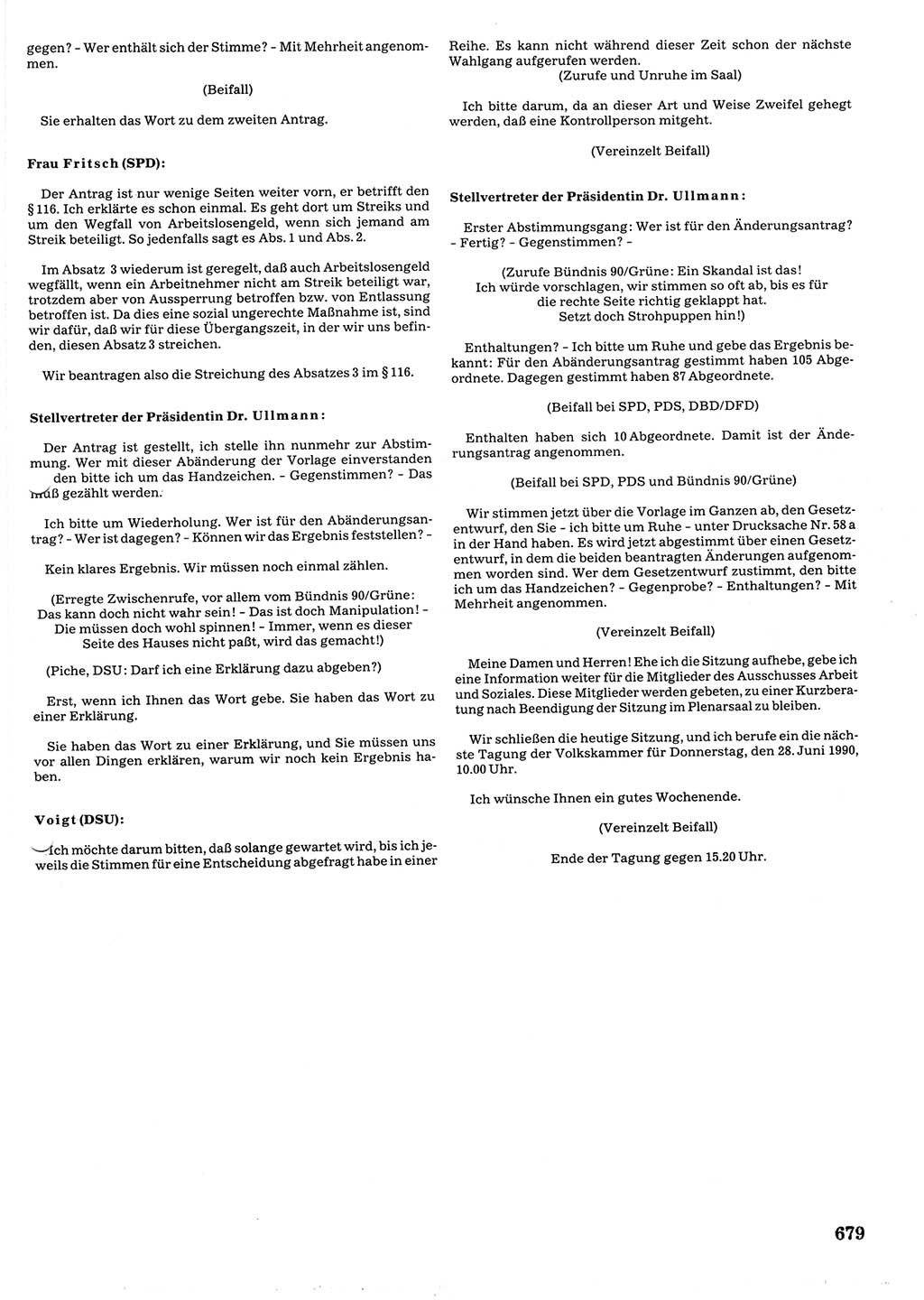 Tagungen der Volkskammer (VK) der Deutschen Demokratischen Republik (DDR), 10. Wahlperiode 1990, Seite 679 (VK. DDR 10. WP. 1990, Prot. Tg. 1-38, 5.4.-2.10.1990, S. 679)