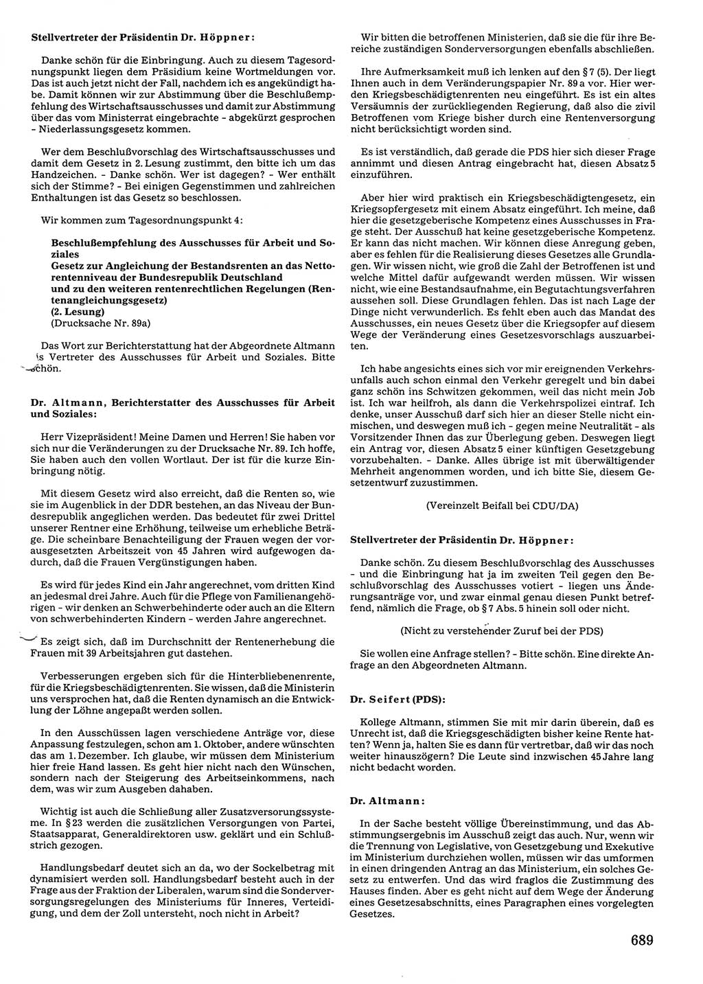 Tagungen der Volkskammer (VK) der Deutschen Demokratischen Republik (DDR), 10. Wahlperiode 1990, Seite 689 (VK. DDR 10. WP. 1990, Prot. Tg. 1-38, 5.4.-2.10.1990, S. 689)