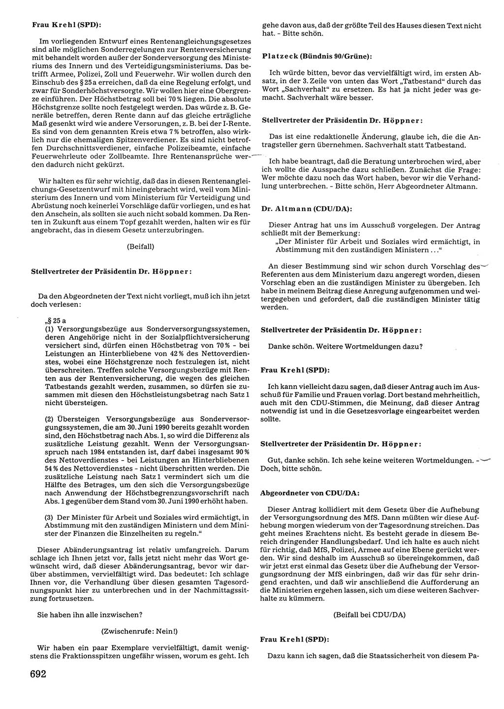 Tagungen der Volkskammer (VK) der Deutschen Demokratischen Republik (DDR), 10. Wahlperiode 1990, Seite 692 (VK. DDR 10. WP. 1990, Prot. Tg. 1-38, 5.4.-2.10.1990, S. 692)