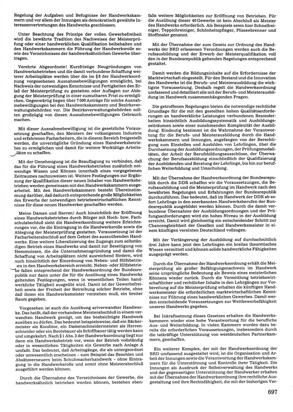 Tagungen der Volkskammer (VK) der Deutschen Demokratischen Republik (DDR), 10. Wahlperiode 1990, Seite 697 (VK. DDR 10. WP. 1990, Prot. Tg. 1-38, 5.4.-2.10.1990, S. 697)