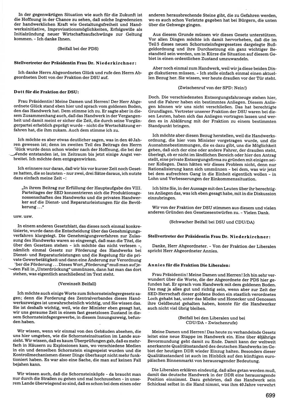 Tagungen der Volkskammer (VK) der Deutschen Demokratischen Republik (DDR), 10. Wahlperiode 1990, Seite 699 (VK. DDR 10. WP. 1990, Prot. Tg. 1-38, 5.4.-2.10.1990, S. 699)